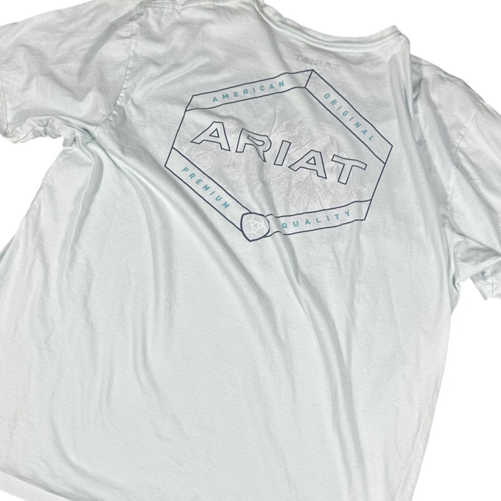 Ariat Dusty Ridge Hex T-Shirt Mens XXL Quiet Tide Blue Mountain Buckle Exclusive